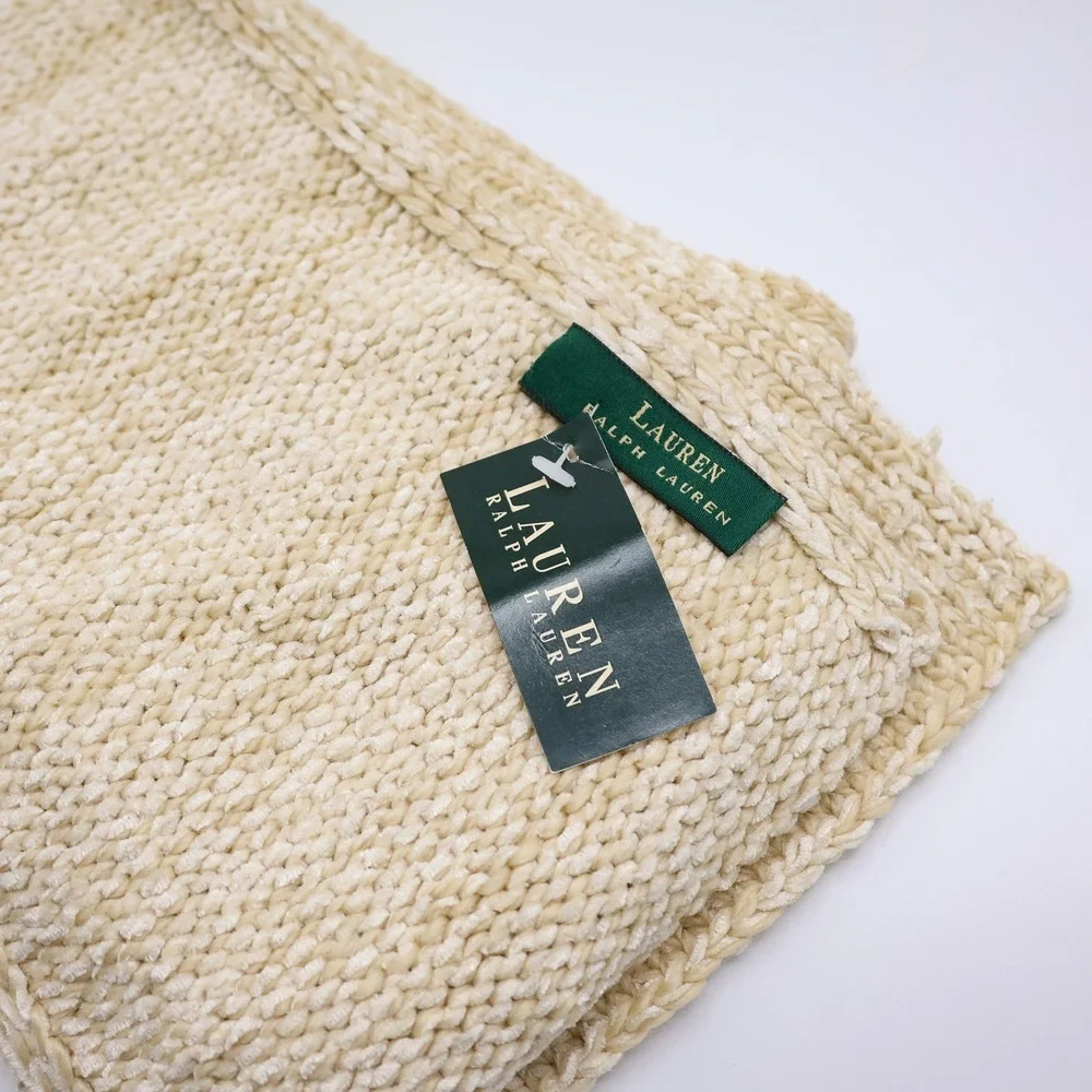 Lauren Ralph Lauren Scarf Womens Knit Rayon Wool Blend OS Cream Made in China
